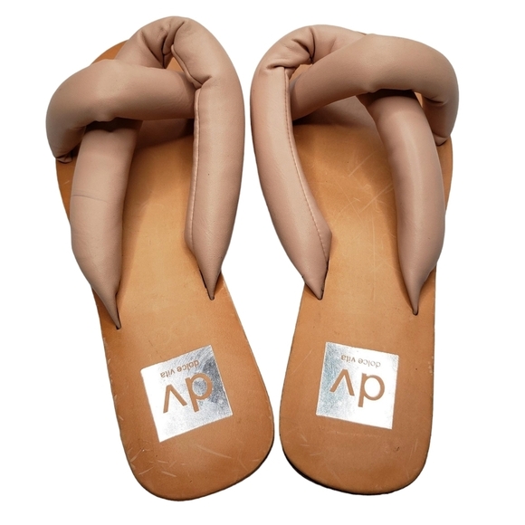 DV by Dolce Vita | Joanna Cream Puffy Vegan Leather Open Toe Slip On Sandals 8 - Picture 3 of 11